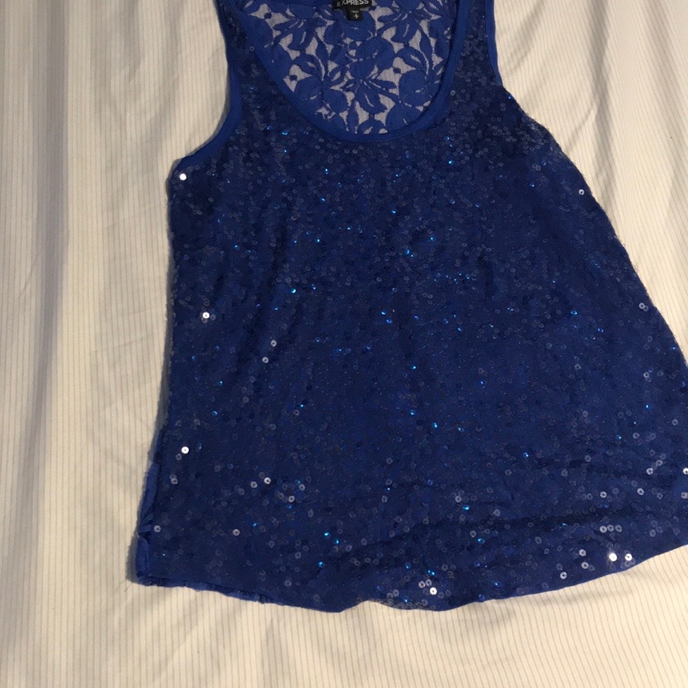 Blue sparkly tank top